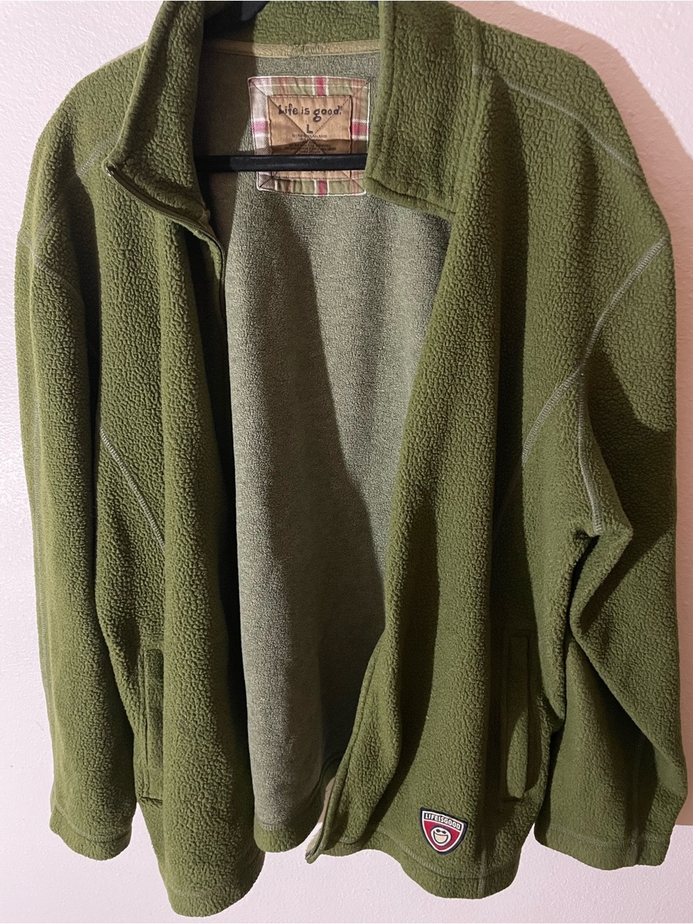 Life Is Good Olive Fleece Full-Zip Jacket